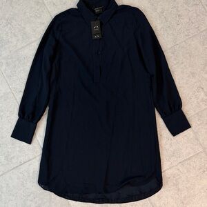 Armani Exchange Dark Blue Collared Shirt Dress